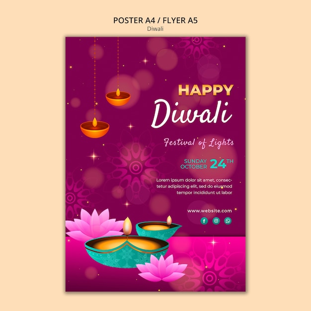 Free PSD gradient diwali template design