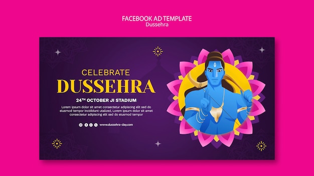 Free PSD gradient dussehra template design