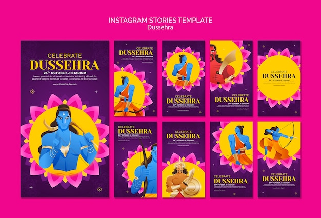 Free PSD gradient dussehra template design