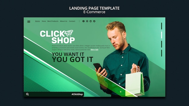 Free PSD gradient e-commerce landing page