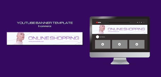 Free PSD gradient e-commerce youtube banner template