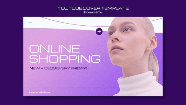 Free PSD gradient e-commerce youtube cover template