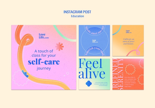 Free PSD gradient education concept instagram posts