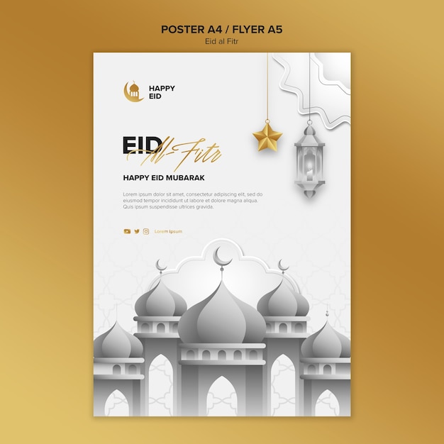 Free PSD gradient eid al-fitr template