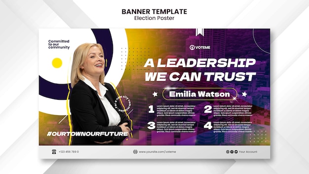 Free PSD gradient election horizontal banner template