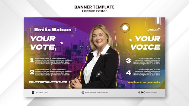 Free PSD gradient election horizontal banner template