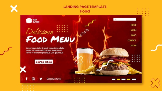 Gradient food landing page template design