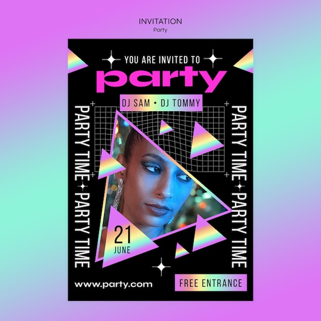 Free PSD gradient fun party invitation template