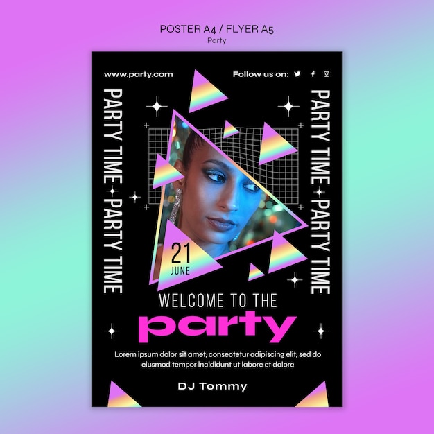 Free PSD gradient fun party poster template