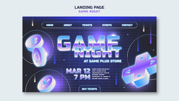 Free PSD gradient game night template design