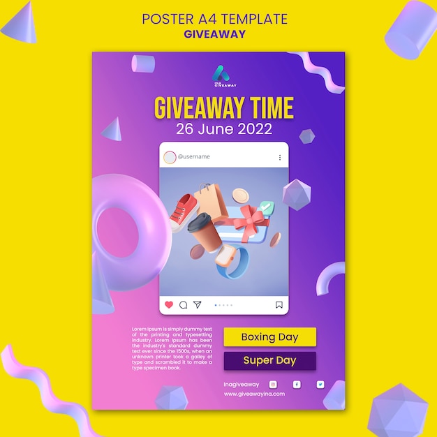 Free PSD gradient giveaway poster template