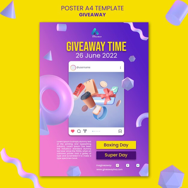 Gradient giveaway poster template