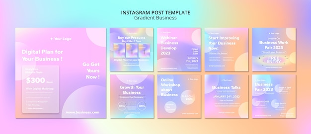 Free PSD gradient gradient business instagram posts