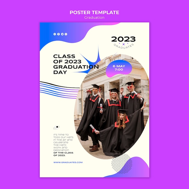 Free PSD gradient graduation event poster template