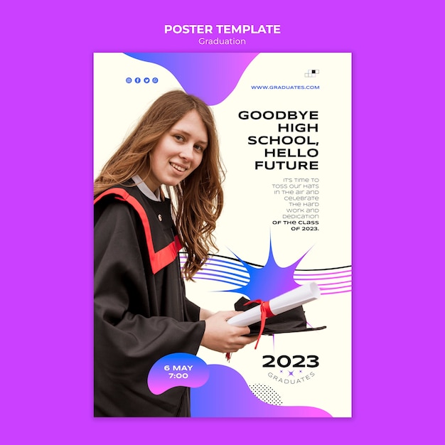 Free PSD gradient graduation event poster template