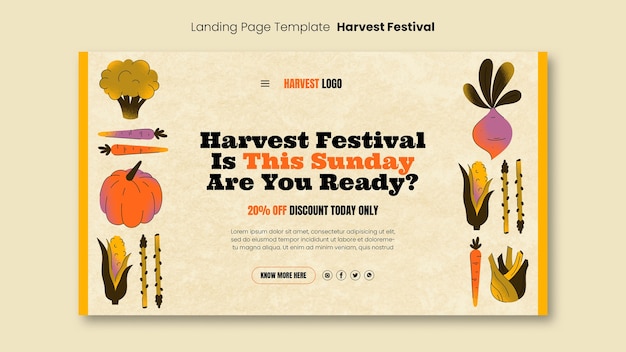 Free PSD gradient harvest festival template design