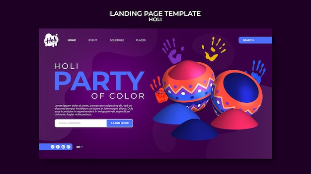 Free PSD gradient holi festival design template