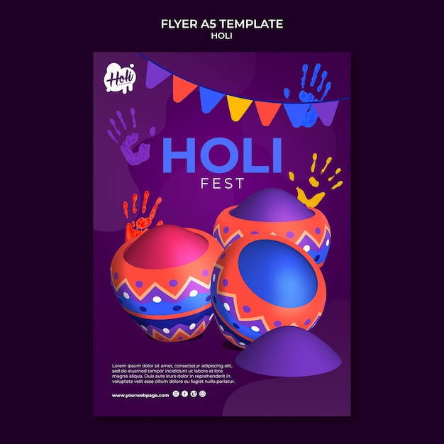 Free PSD gradient holi festival design template