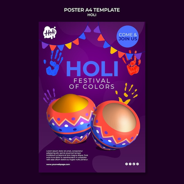 Free PSD gradient holi festival design template