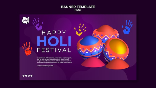 Free PSD gradient holi festival design template