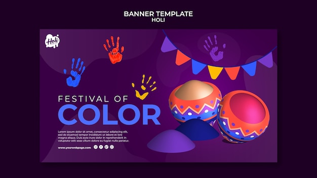 Free PSD gradient holi festival design template