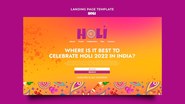 Free PSD gradient holi festival design template