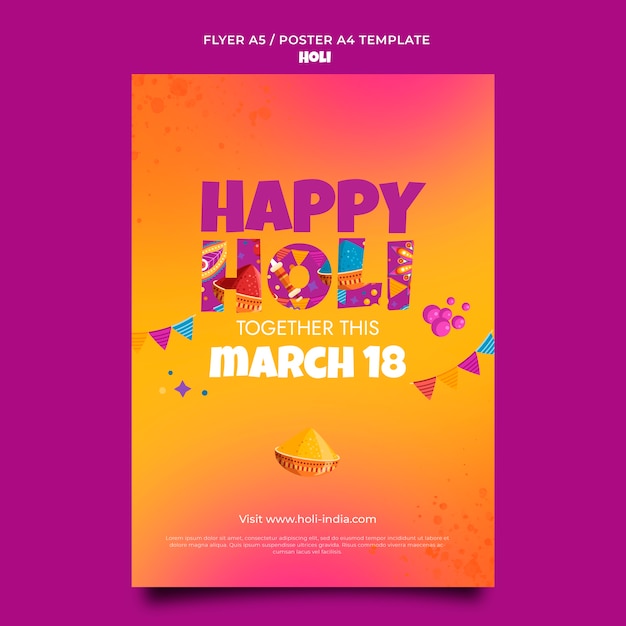 Gradient holi festival design template