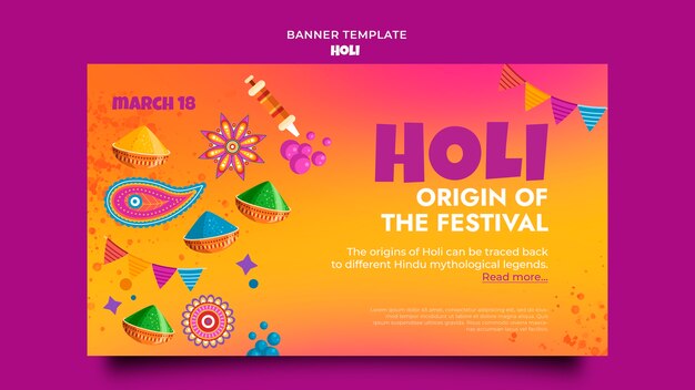 Gradient holi festival design template