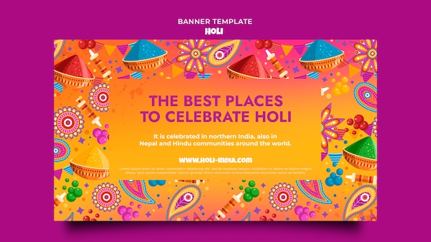 Free PSD gradient holi festival design template