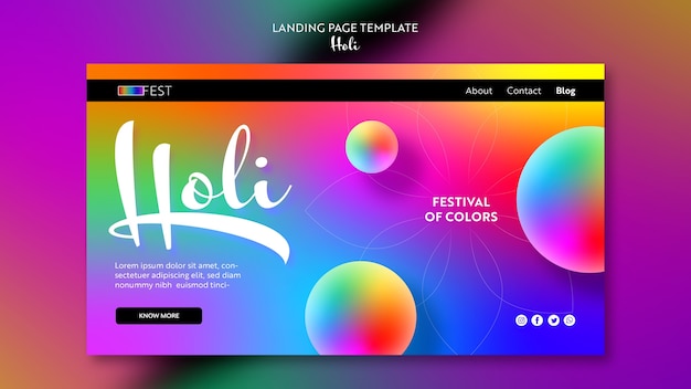 Free PSD gradient holi festival template