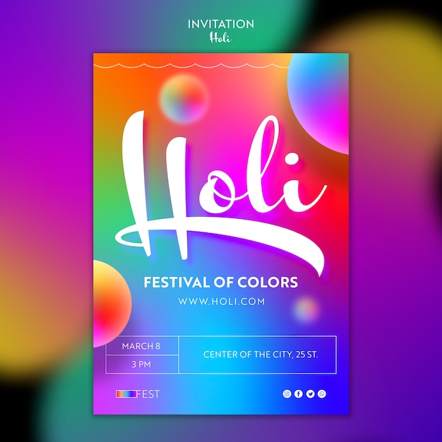 Free PSD gradient holi festival template