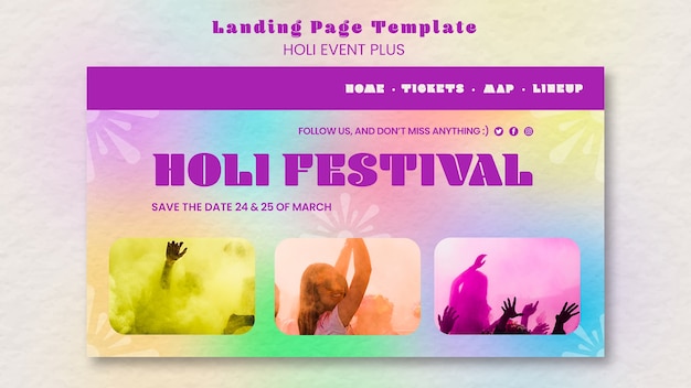 Free PSD gradient holi festival template