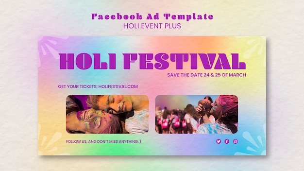 Free PSD gradient holi festival template