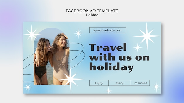 Free PSD gradient holiday trip social media promo template