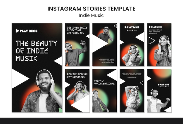 Free PSD gradient indie music instagram stories