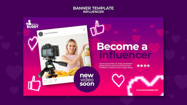 Gradient influencer banner design template