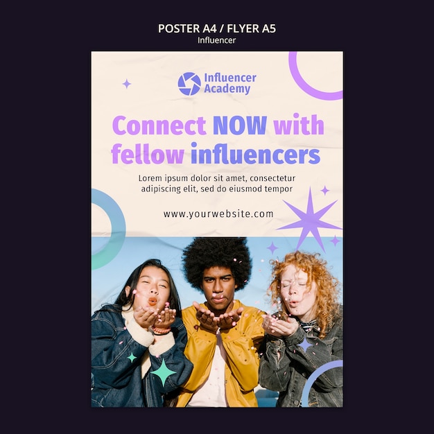 Free PSD gradient influencer job poster template