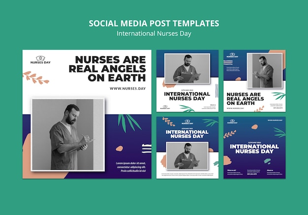 Free PSD gradient international nurses day instagram posts template