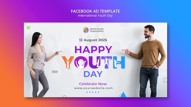 Free PSD gradient international youth day social media promo template