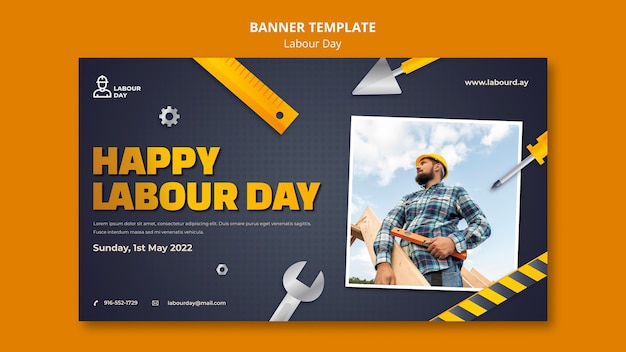 Gradient labor day banner template design