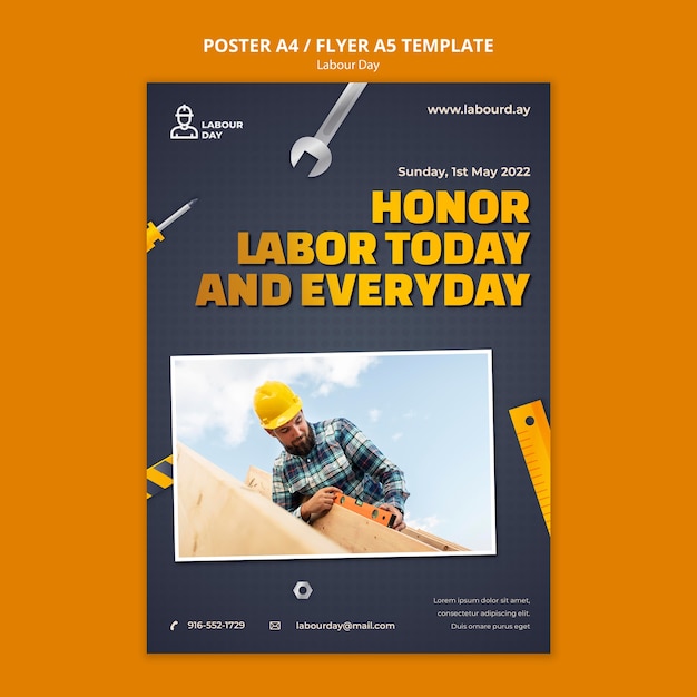 Free PSD gradient labor day postertemplate design