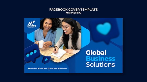 Gradient marketing facebook cover design template