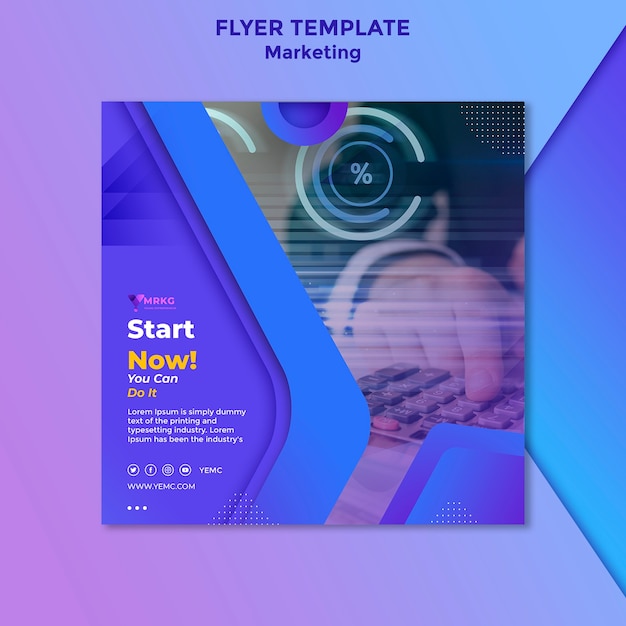 Free PSD gradient marketing flyer design template