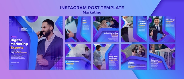 Free PSD gradient marketing instagram post design template