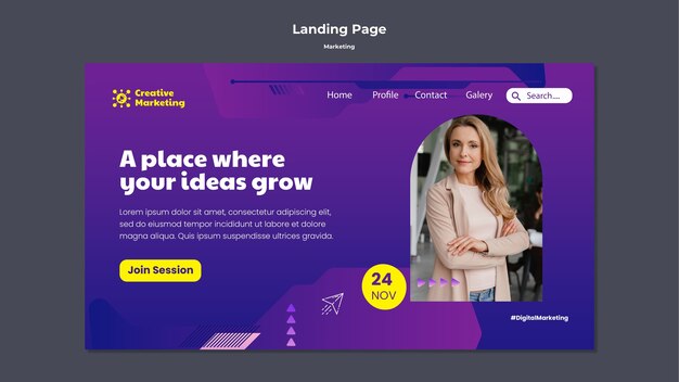 Gradient marketing landing page template design