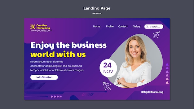 Gradient marketing landing page template design