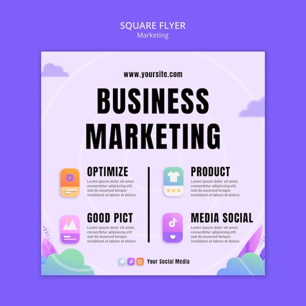 Free PSD gradient marketing strategy square flyer