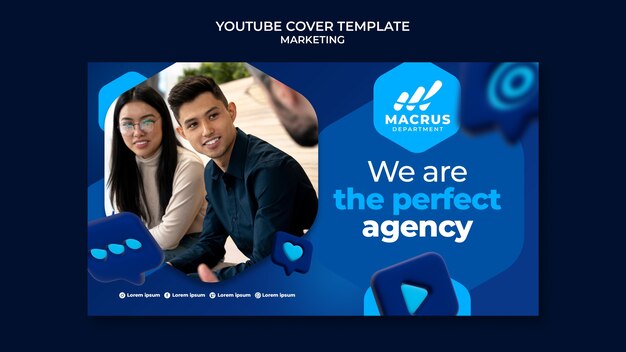 Gradient marketing youtube cover design template