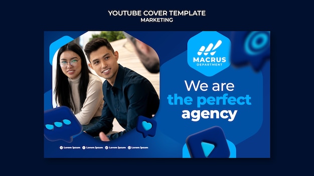 Gradient marketing youtube cover design template