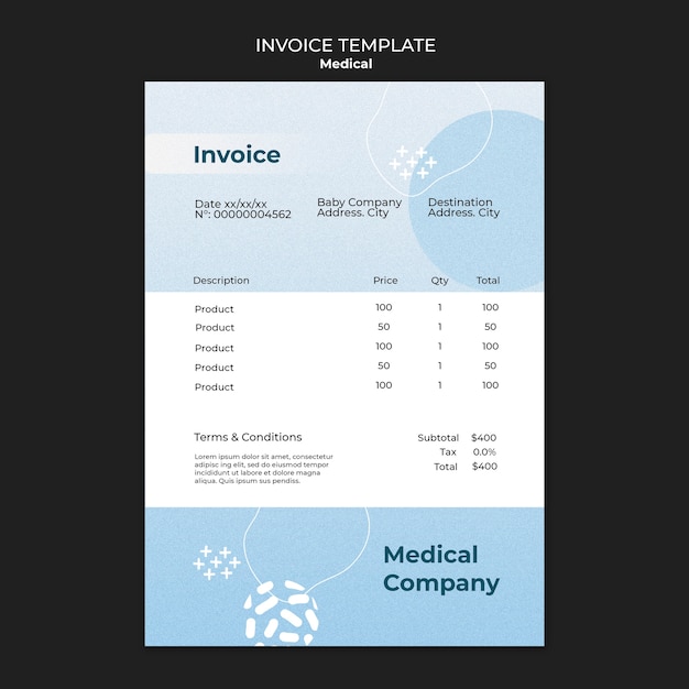 Free PSD gradient medical care invoice template